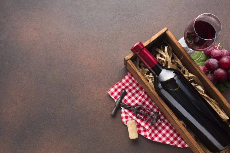 vintage background with copy space red wine